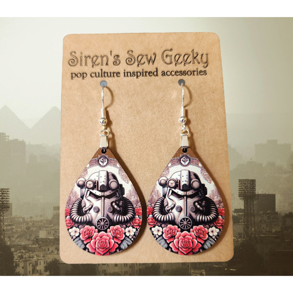 Fallout Brotherhood of Steel Floral Earrings - Picture 1 of 3